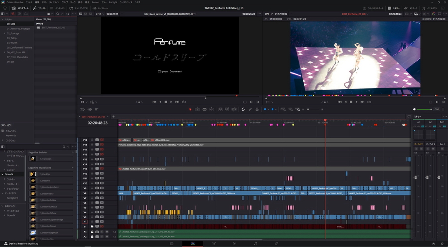 佐渡岳利監督作品「Perfume “コールドスリープ”-25years Document-」にDaVinciResolve Studioを使用